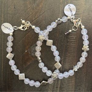 Flourite Lavender and Silver Beaded Bracelets